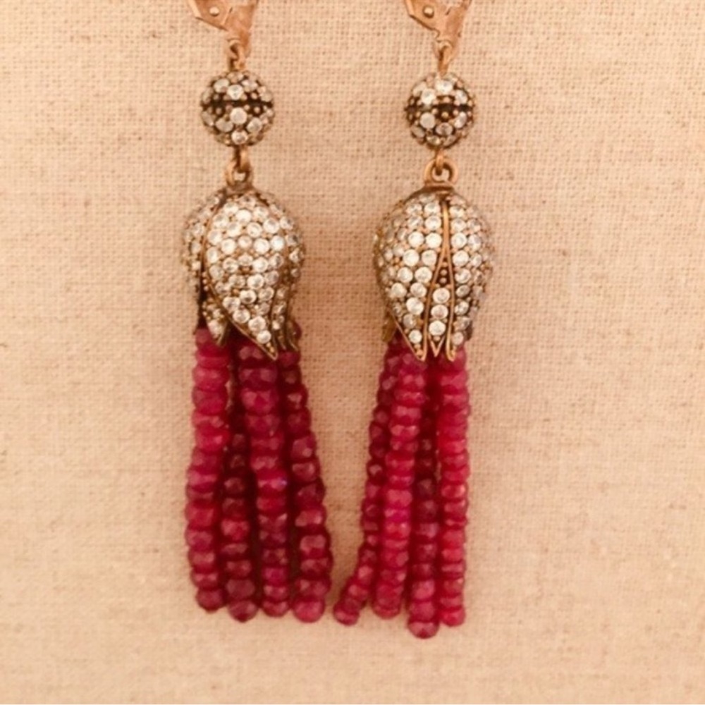 Grand Bazaar | Earrings | Drop Ruby & CZ - Picture 6 of 12